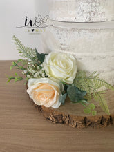 Load image into Gallery viewer, FULL SET cake decoration flower floral arrangement peach ivory silk roses topper
