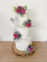Load image into Gallery viewer, FULL SET Wedding Christening Cake Flower Arrangement Topper &amp; Decorations Roses - Dusty Blue - Thistles
