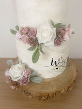 Load image into Gallery viewer, FULL SET Wedding Christening Cake Flower Arrangement Topper &amp; Decorations Roses - Dusty Pink - Blush Pink
