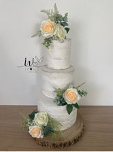 Load image into Gallery viewer, FULL SET cake decoration flower floral arrangement peach ivory silk roses topper

