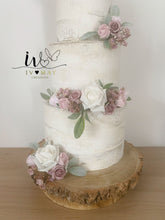 Load image into Gallery viewer, FULL SET Wedding Christening Cake Flower Arrangement Topper &amp; Decorations Roses - Dusty Pink - Blush Pink
