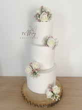 Load image into Gallery viewer, FULL SET Wedding Christening Cake Flower Arrangement Topper &amp; Decorations Roses - ivory blush pink
