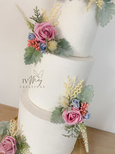 Load image into Gallery viewer, Dusty Blue Rose Cake Topper Set: Wedding Christening Decorations
