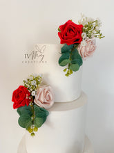 Load image into Gallery viewer, Foam Rose Cake Topper: Blush Pink &amp; Red Gypsophila Wedding Decoration
