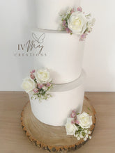 Load image into Gallery viewer, FULL SET Wedding Christening Cake Flower Arrangement Topper &amp; Decorations Roses - ivory blush pink
