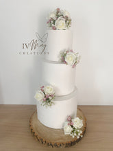 Load image into Gallery viewer, FULL SET Wedding Christening Cake Flower Arrangement Topper &amp; Decorations Roses - ivory blush pink
