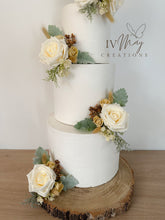 Load image into Gallery viewer, Cream Rose Cake Flower Arrangement: Wedding, Christening, Birthday

