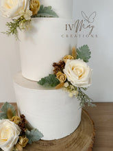 Load image into Gallery viewer, Cream Rose Cake Flower Arrangement: Wedding, Christening, Birthday
