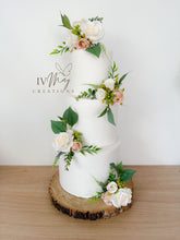 Load image into Gallery viewer, Wedding Cake Flower Arrangement: Cream &amp; Champagne Roses Topper
