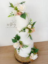 Load image into Gallery viewer, Wedding Cake Flower Arrangement: Cream &amp; Champagne Roses Topper
