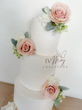 Load image into Gallery viewer, Blush Pink Silk Rose Cake Flowers: Wedding Cake Topper
