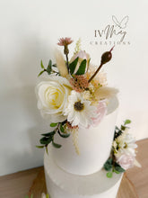 Load image into Gallery viewer, Silk Rose Cake Topper: Blush Pink &amp; White Daisy Wedding Flowers
