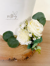Load image into Gallery viewer, Ivory Silk Rose Cake Topper: Gypsophila &amp; Eucalyptus Wedding Flowers
