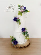 Load image into Gallery viewer, Purple &amp; lilac Wedding christening cake flower arrangement topper foam roses more colours available
