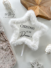 Load image into Gallery viewer, Christmas tree Star Topper - white fur tree topper - Personalised - Christmas at the surname
