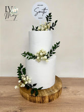 Load image into Gallery viewer, Wedding Cake Flower Arrangement: Cream Gypsophila &amp; Green Foliage
