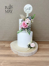 Load image into Gallery viewer, Dusty Pink Rose Cake Topper Set: Wedding, Christening, Birthday
