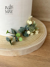 Load image into Gallery viewer, Personalized Wedding Cake Topper: Sage Green Thistle Floral Decoration
