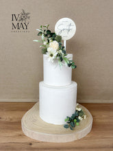 Load image into Gallery viewer, Personalized Wedding Cake Topper: Sage Green Thistle Floral Decoration
