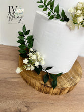 Load image into Gallery viewer, Wedding Cake Flower Arrangement: Cream Gypsophila &amp; Green Foliage
