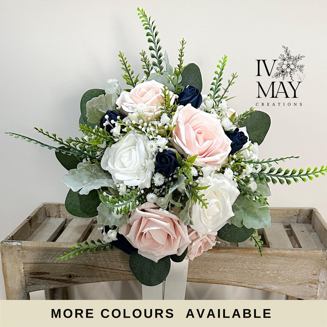 Wedding Day Flowers Brides Bouquet- Wedding packages - White - Ivory - Sage - Blush Pink - Navy Blue