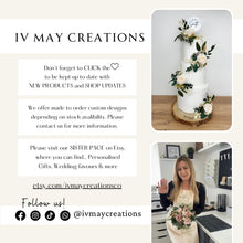 Load image into Gallery viewer, Blush Pink Cake Topper Set: Floral &amp; Personalized Bow
