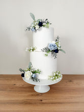Load image into Gallery viewer, Dusty Blue Floral Cake Topper: Gypsophila &amp; Eucalyptus Wedding Decoration

