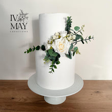 Load image into Gallery viewer, Cream Rose Cake Flowers: Silk Wedding Cake Garland
