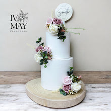 Load image into Gallery viewer, Wedding Cake Flower Arrangement: Blush Pink Foam Roses Topper

