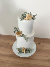 Load image into Gallery viewer, Preserved Dried Foliage Wedding christening cake flower arrangement topper eucalyptus bunny tails
