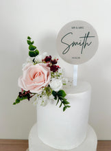 Load image into Gallery viewer, Custom Floral Wedding Cake Topper: Blush Pink &amp; Burgundy Roses
