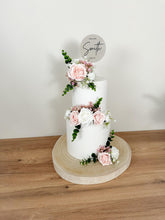 Load image into Gallery viewer, Blush Pink Rose Wedding Cake Topper: Gypsophila &amp; Eucalyptus Floral Arrangement
