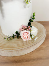 Load image into Gallery viewer, Blush Pink Rose Wedding Cake Topper: Gypsophila &amp; Eucalyptus Floral Arrangement
