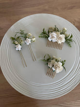 Load image into Gallery viewer, Wedding Hair accessories and Corsage - Hair Flowers - Green Cream / Ivory Hair Comb - Bobby Pin - Hair Grips - Prom
