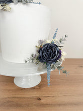 Load image into Gallery viewer, Dusty Blue Rose Cake Topper: Eucalyptus &amp; Gypsophila Floral Arrangement
