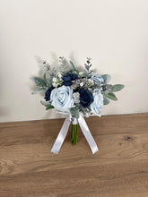 Load image into Gallery viewer, Wedding Bouquet: Navy, Dusty Blue &amp; Sage Foam Roses
