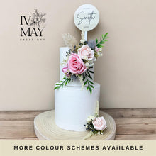 Load image into Gallery viewer, Dusty Pink Rose Cake Topper Set: Wedding, Christening, Birthday
