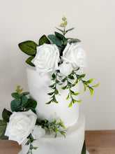 Load image into Gallery viewer, FULL SET Wedding Christening Cake Flower Arrangement Topper Decorations foam roses eucalyptus
