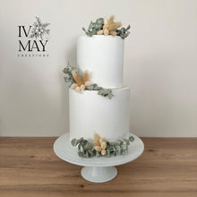 Load image into Gallery viewer, Preserved Dried Foliage Wedding christening cake flower arrangement topper eucalyptus bunny tails
