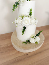 Load image into Gallery viewer, FULL SET White gypsophila eucalyptus leaf cake topper wedding decorations floral arrangement - Custom Personalised Topper

