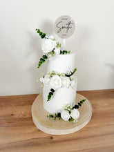 Load image into Gallery viewer, FULL SET White gypsophila eucalyptus leaf cake topper wedding decorations floral arrangement - Custom Personalised Topper
