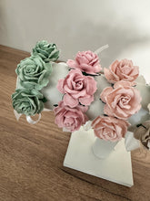 Load image into Gallery viewer, Wedding Wrist Corsage: Sage, Cream &amp; Ivory Paper Roses
