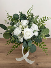 Load image into Gallery viewer, Wedding Day Bouquet: White Roses, Ivory, Sage Greenery
