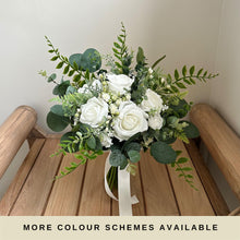 Load image into Gallery viewer, Wedding Day Bouquet: White Roses, Ivory, Sage Greenery
