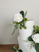 Load image into Gallery viewer, White Foam Rose Cake Flowers: Wedding Cake Topper
