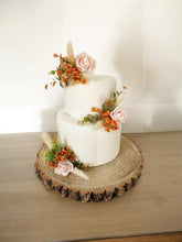 Load image into Gallery viewer, FULL SET cake decoration flower floral arrangement Blush Pink Burnt Orange roses topper
