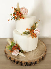 Load image into Gallery viewer, FULL SET cake decoration flower floral arrangement Blush Pink Burnt Orange roses topper
