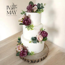 Load image into Gallery viewer, Silk Rose Cake Topper: Mauve &amp; Blush Wedding Flower Arrangement
