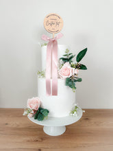 Load image into Gallery viewer, Blush Pink Floral Cake Topper: Custom Wedding Decoration
