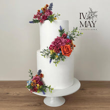 Load image into Gallery viewer, Foam Rose Cake Flower Arrangement: Wedding Christening Cake Topper
